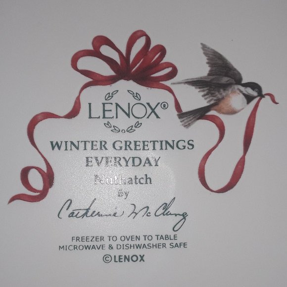 Lenox Dinner Plate, Salad Plate, and Mug. "Winter Greetings Everyday" "Nuthatch - Picture 6 of 9